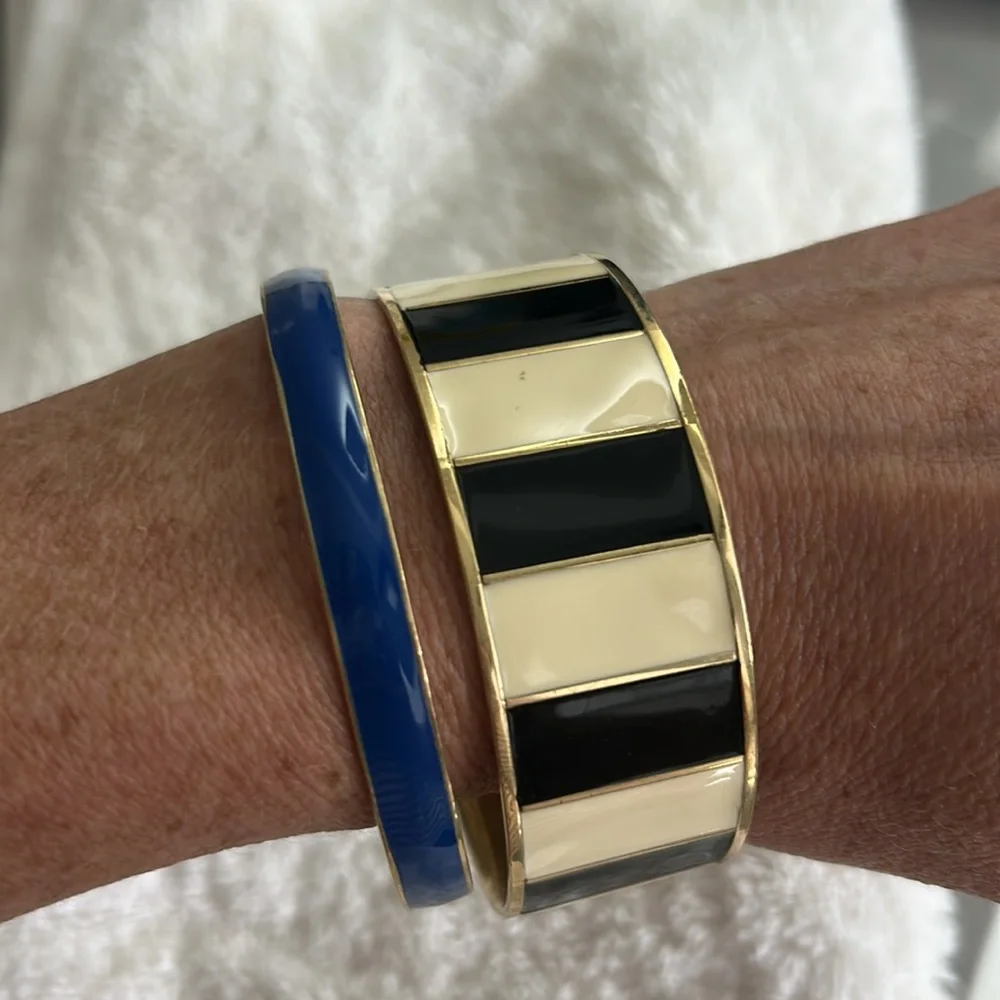 J Crew Gold Enamel Bangle Set - Picture 2 of 4